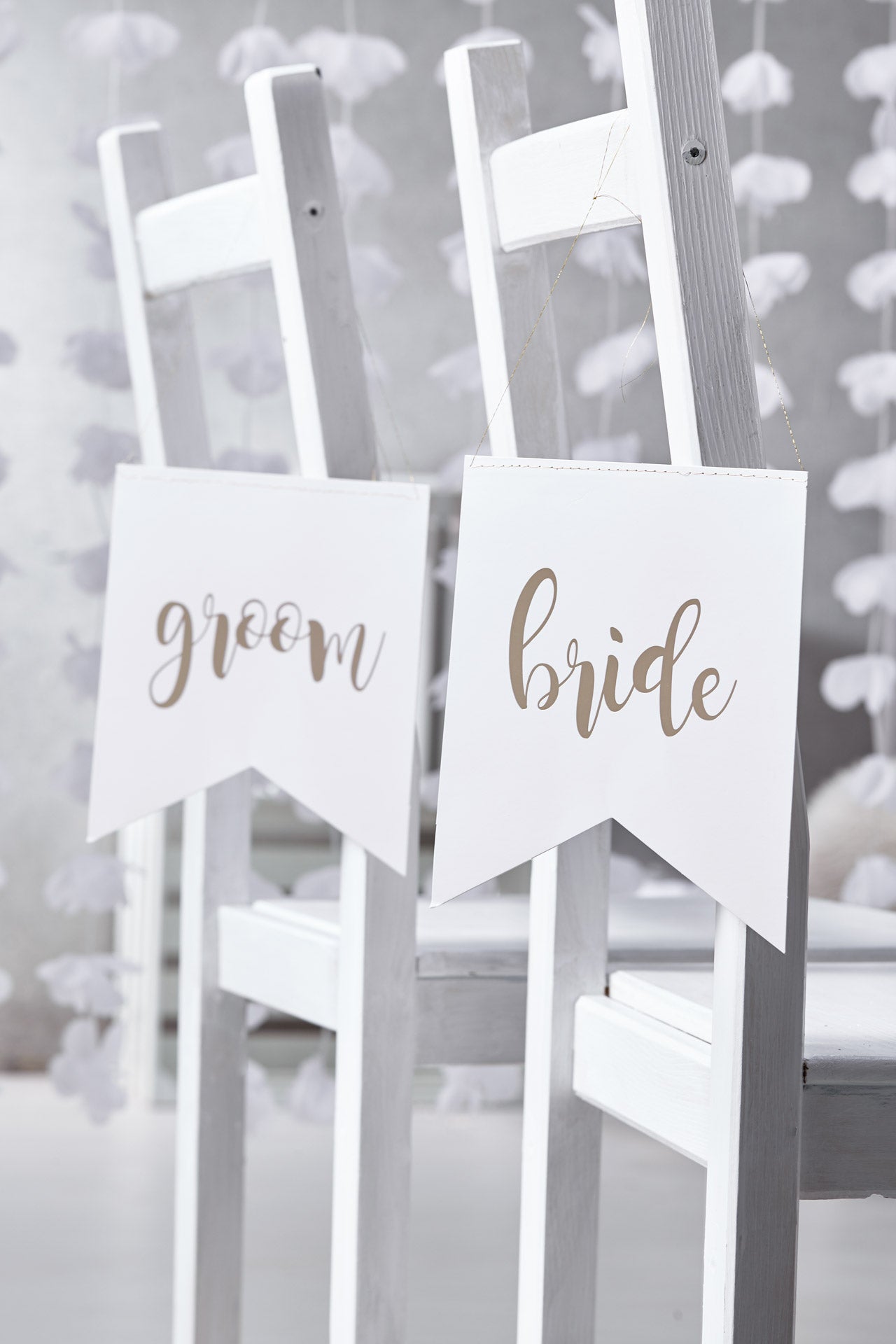 2 Stuhlschilder Bride & Groom Goldmetallic