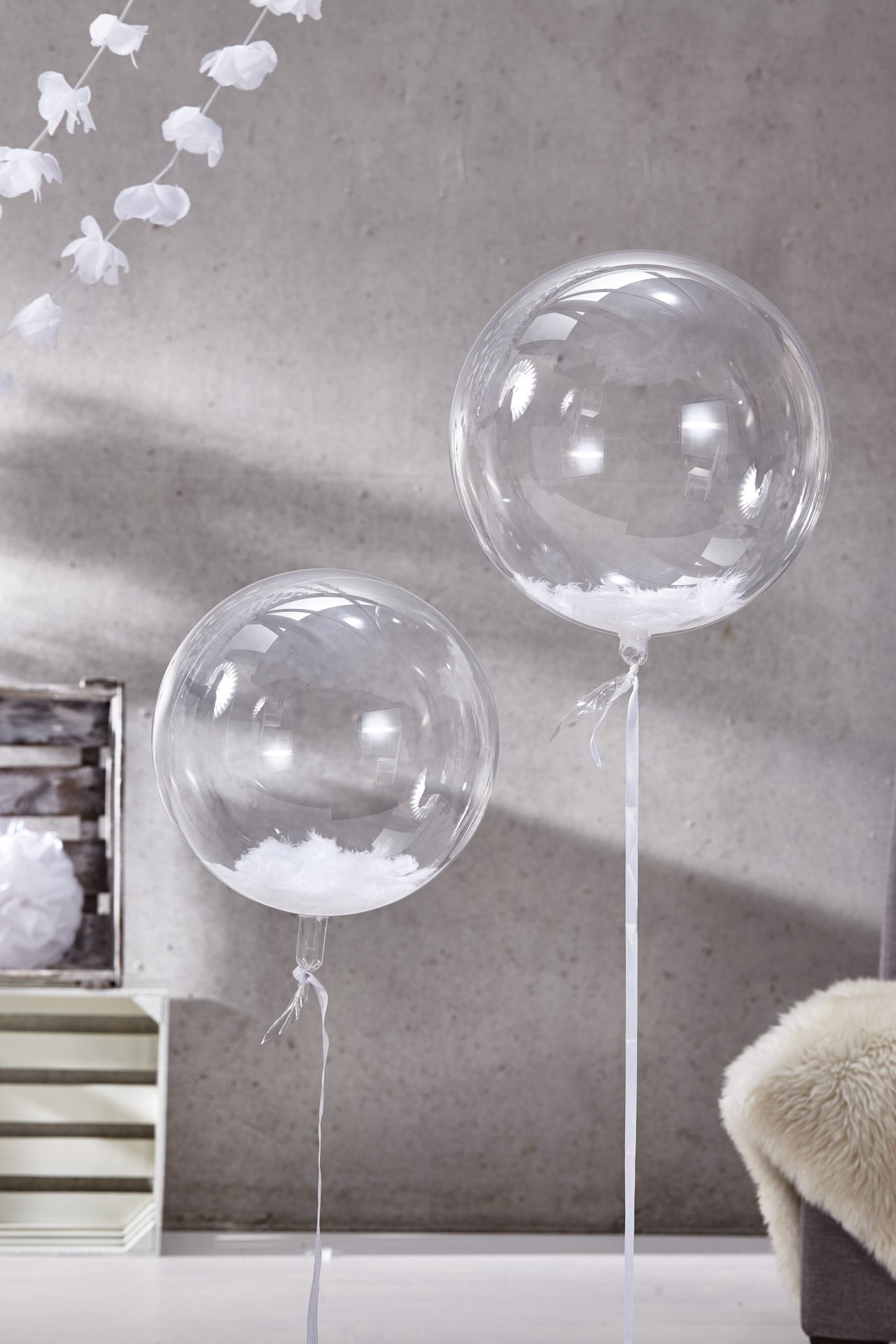 3 Kugel Ballons Federn