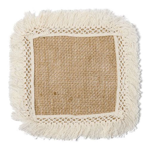 6 Untersetzer Jute & Fransen