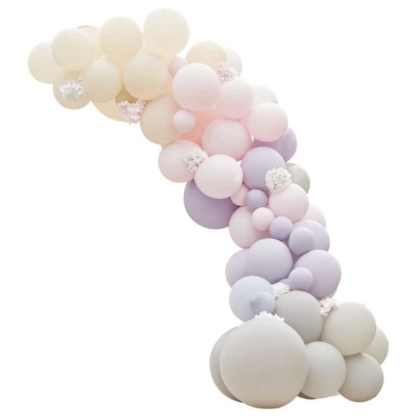 1 Ballongirlande Lila-Rosa-Nude-Grau-Hortensien