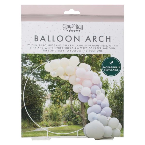 1 Ballongirlande Lila-Rosa-Nude-Grau-Hortensien
