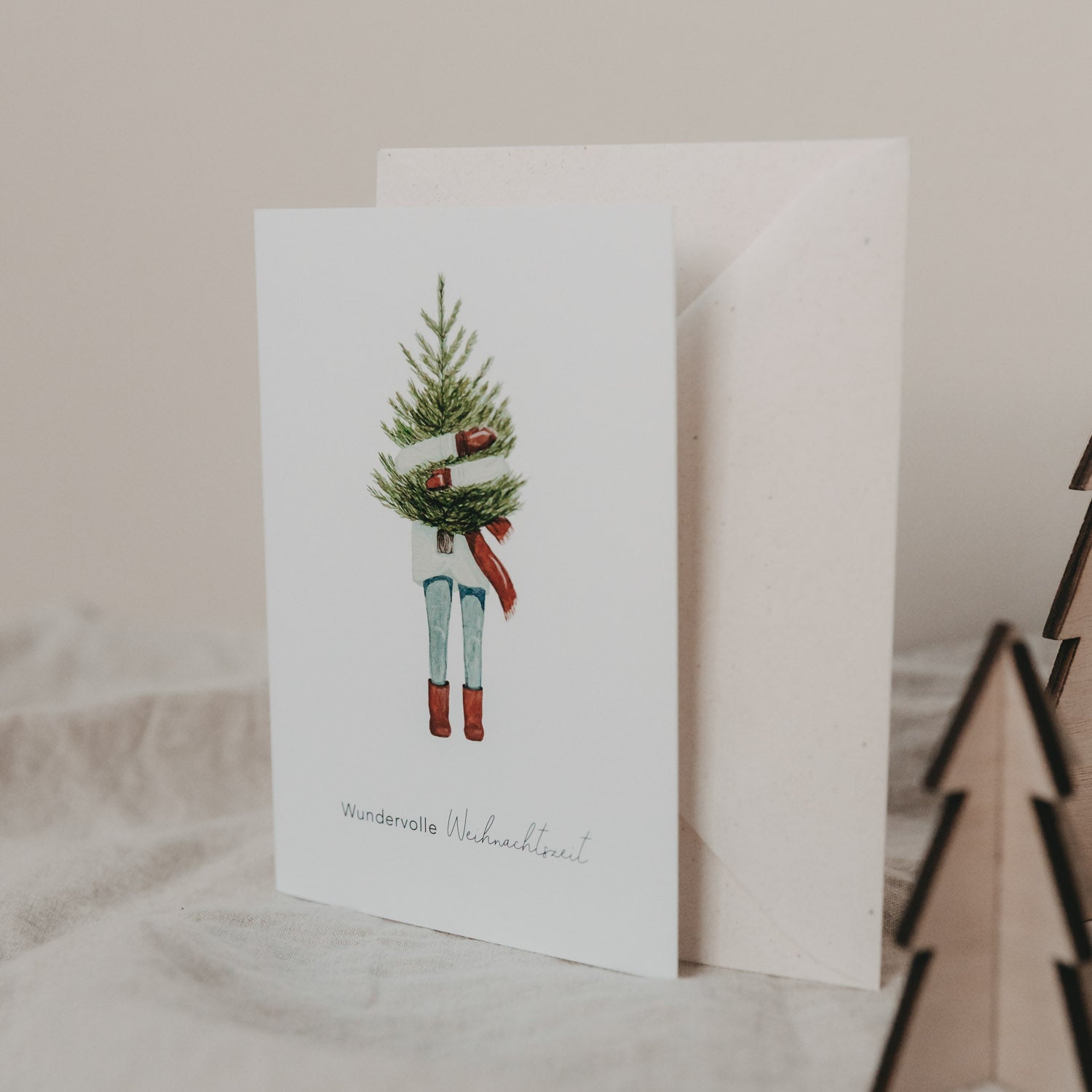 1 Klappkarte Weihnachtsmädchen