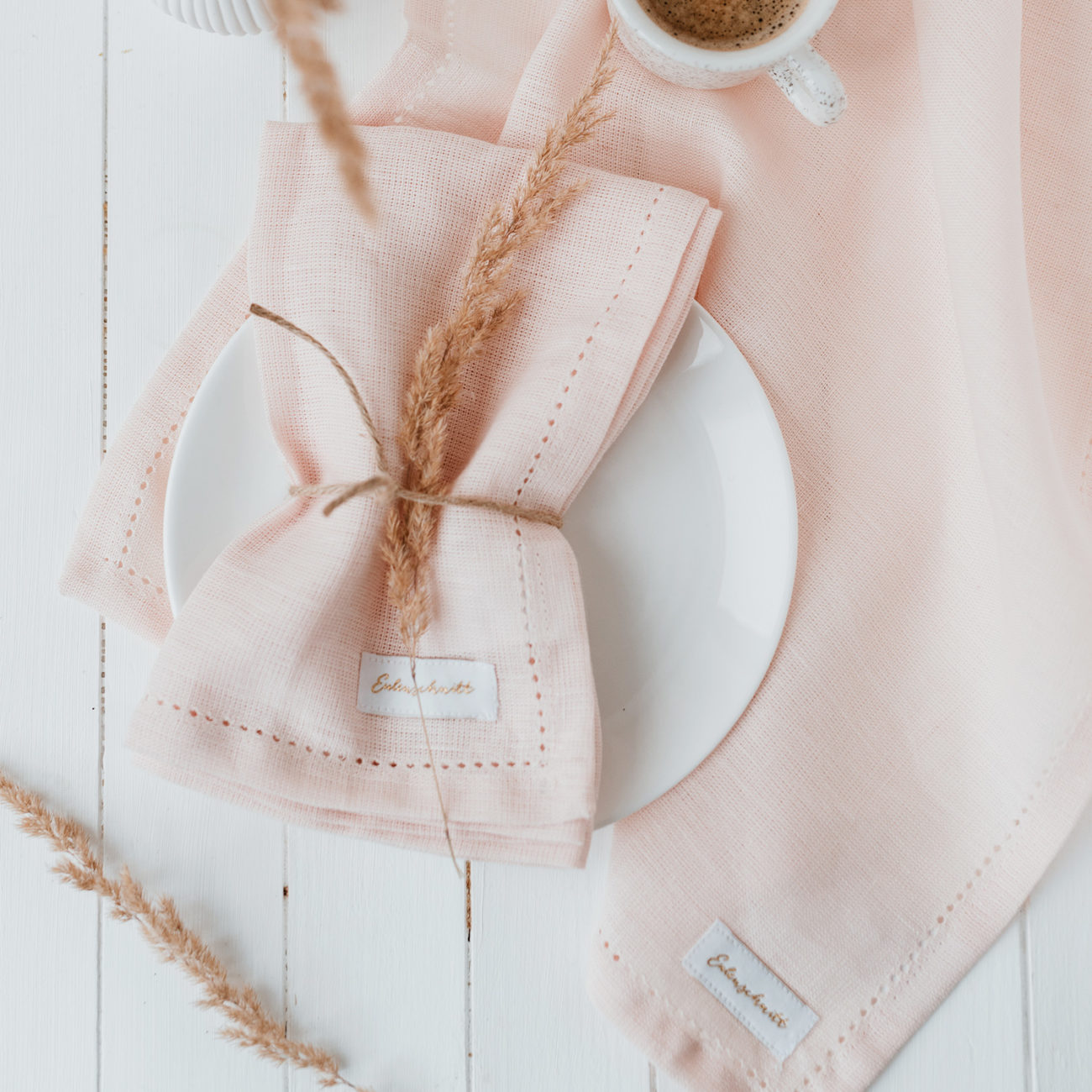 4 Leinenservietten rosa