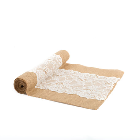 1 Tischläufer Jute & Spitze