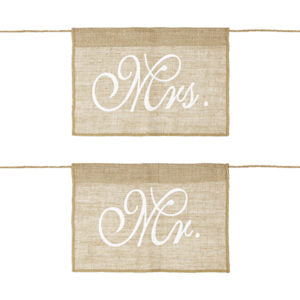 2 Stuhlschilder Jute Mr. & Mrs.